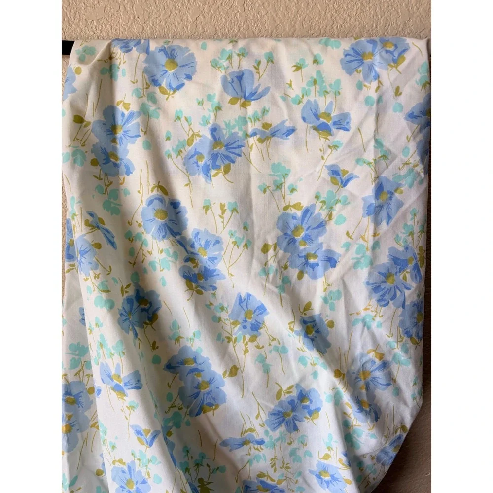 Vintage Morgan Jones Twin Sheet Set Blue Floral Fitted and‎ Flat Sheets Cottage
